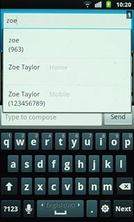 A picture message containing the picture or video clip is created.Key in the first letters of the required contact.Matching contacts are displayed.Press the required contact.