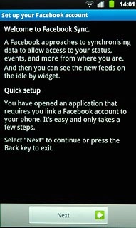 If you select a social network:Press Next.