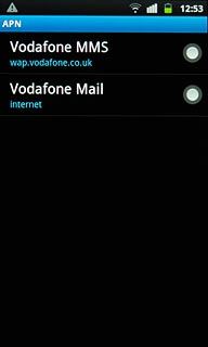 Press the field next to Vodafone Mail to fill in the field.