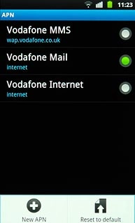 Press the field next to Vodafone Mail to fill in the field.