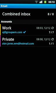 Press and hold the required email account until a pop-up menu is displayed.