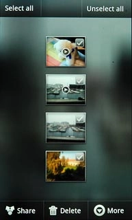 Press the required picture or the required video clip to tick it.