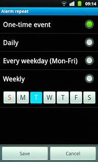 Press the required setting.
