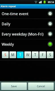 When a day is displayed on a blue background, it's selected.