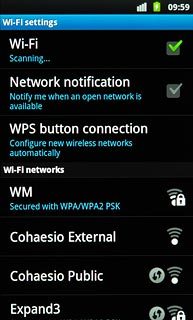 A list of Wi-Fi networks within range is displayed.Press the required network.
