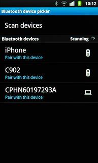 Press the required Bluetooth device.The file is sent.
