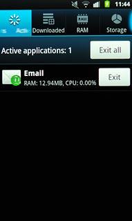 To end an application:Press Exit next to the required application.