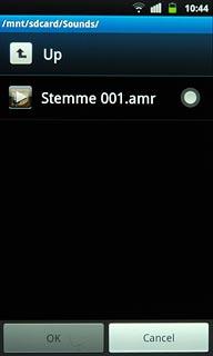 Press the field next to the required audio file.