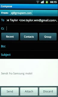 Press Cc or Bcc.Key in the first letters of the required contact.Matching contacts are displayed.