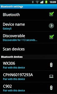 Press Scan devices.Your phone now searches for devices and after a moment, a list of Bluetooth devices within range is displayed.