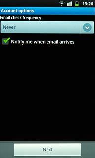 Press the drop down list below Email check frequency.