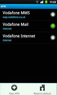 Press the field next to Vodafone Mail to fill in the field.