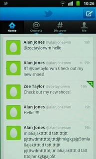 You can now use the application.Please note that Twitter isn't part of the original application package and therefore only a general description is given here.You have a number of options, such as:Write status updatesView status updates from people you followView messages sent directly to youTurn status updates on or off