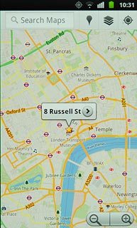 The selected destination is displayed as a point on the map.