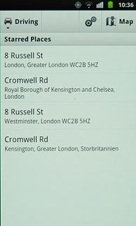 Press the required destination.