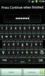 Key in the required phone lock code and press Continue.