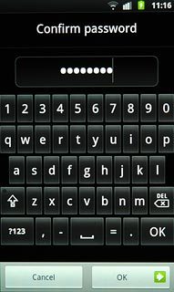 Key in the phone lock code again and press OK.