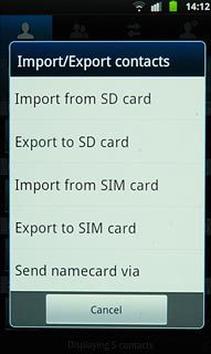 Press Import from SIM card.