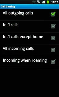 Press one of the following barring types to cancel it:All outgoing calls