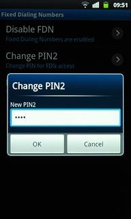 Key in a new four-digit PIN2 and press OK.