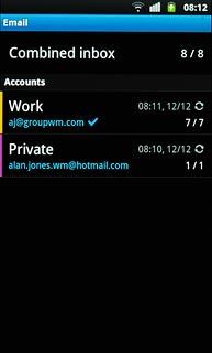 Press and hold the required email account until a pop-up menu is displayed.