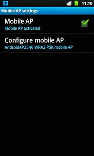 Press Configure mobile AP.