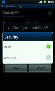 Press Open or WPA2 PSK.