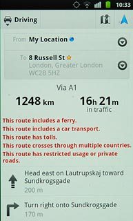 Press the means of transportation icon at the top of the display.