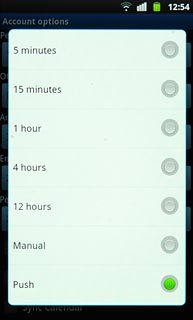 Press Push, Manual or the required frequency.Please note:Every time your phone connects to the server to synchronise, data charges will apply.