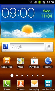 The alarm icon shows that the alarm is set.Further information:Set the alarm