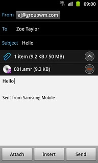 Press Send when you've finished your email message.