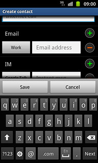 Press Email address and key in the required email address.