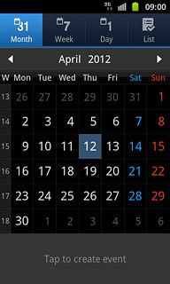 Press one of the following options at the top of the display:Month