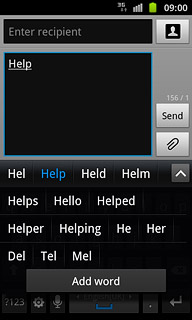 Press the required word to insert it.