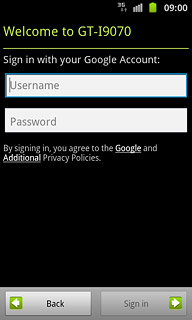 Press Username and key in the username for your Google account.