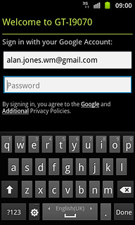 Press Password and key in the password for your Google account.