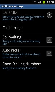 The current settings are displayed.Press Call waiting to turn the function on or off.