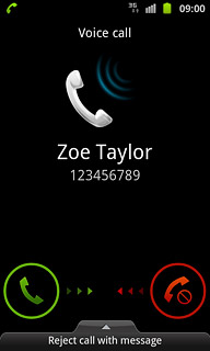 Press the reject call icon and drag the icon left.