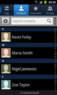 Press the required contact.The contact details are displayed.