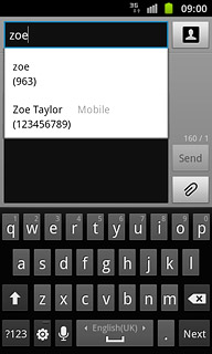 Key in the first letters of the required contact.Matching contacts are displayed.Press the required contact.