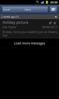 Press the required email message to read it.