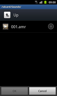 Once you've found a ring tone you like, press the field next the required audio file to select it.
