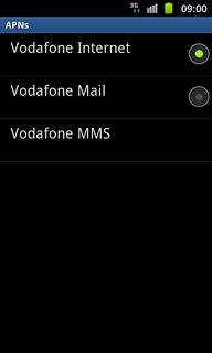 Press the field next to Vodafone Mail to fill in the field.