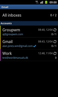 Press and hold the required email account until a pop-up menu is displayed.