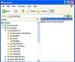 Highlight the required audio file and move or copy it to your phone.