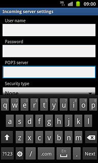 Press the field below POP3 server and key in the name of your email provider's incoming email server.