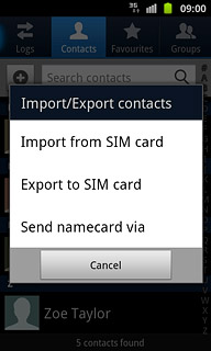 Press Export to SIM card.