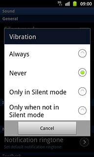 To turn off vibration:Press Never.