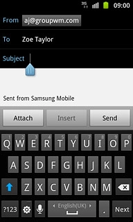 Press the field next to Subject.Key in a subject for the email message.