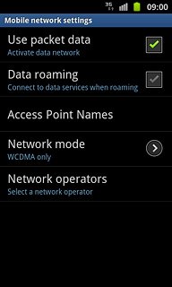 Press Data roaming to turn the function on or off.